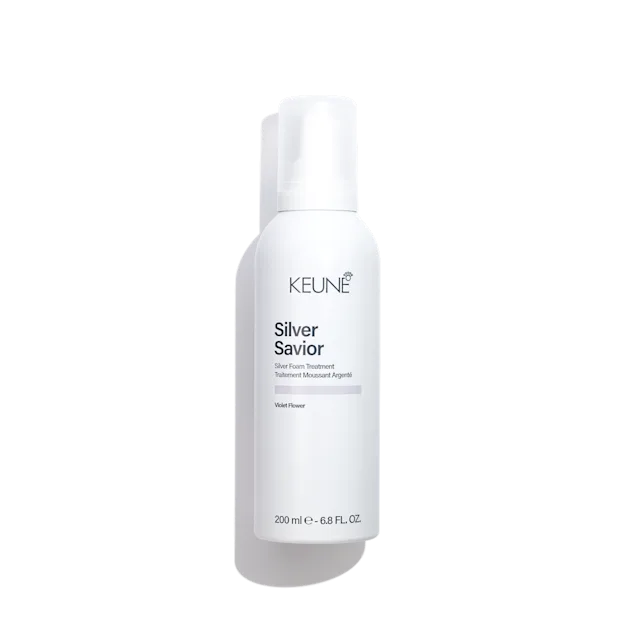 Keune Silver Savior Treatment 200ml leave in foam voor neutraliseren van gele gloed bij blond en zilver haar