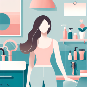 tekening van een dame in de badkamer