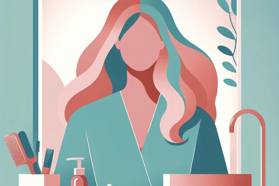 dame voor de spiegel op het punt om het haar te gaan kleuren