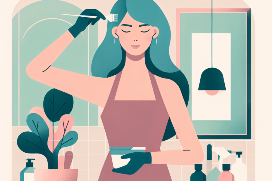 een dame in een illustratieve vorm die haar haar kleurt