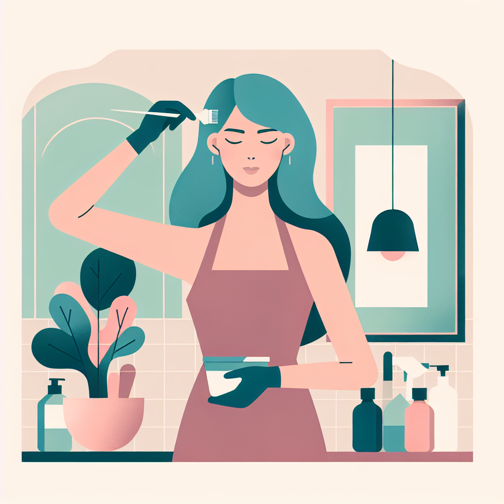 een dame in een illustratieve vorm die haar haar kleurt