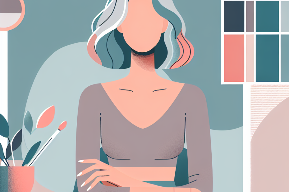 tekening van een vrouw die haar grijze haren gaat wegwerken