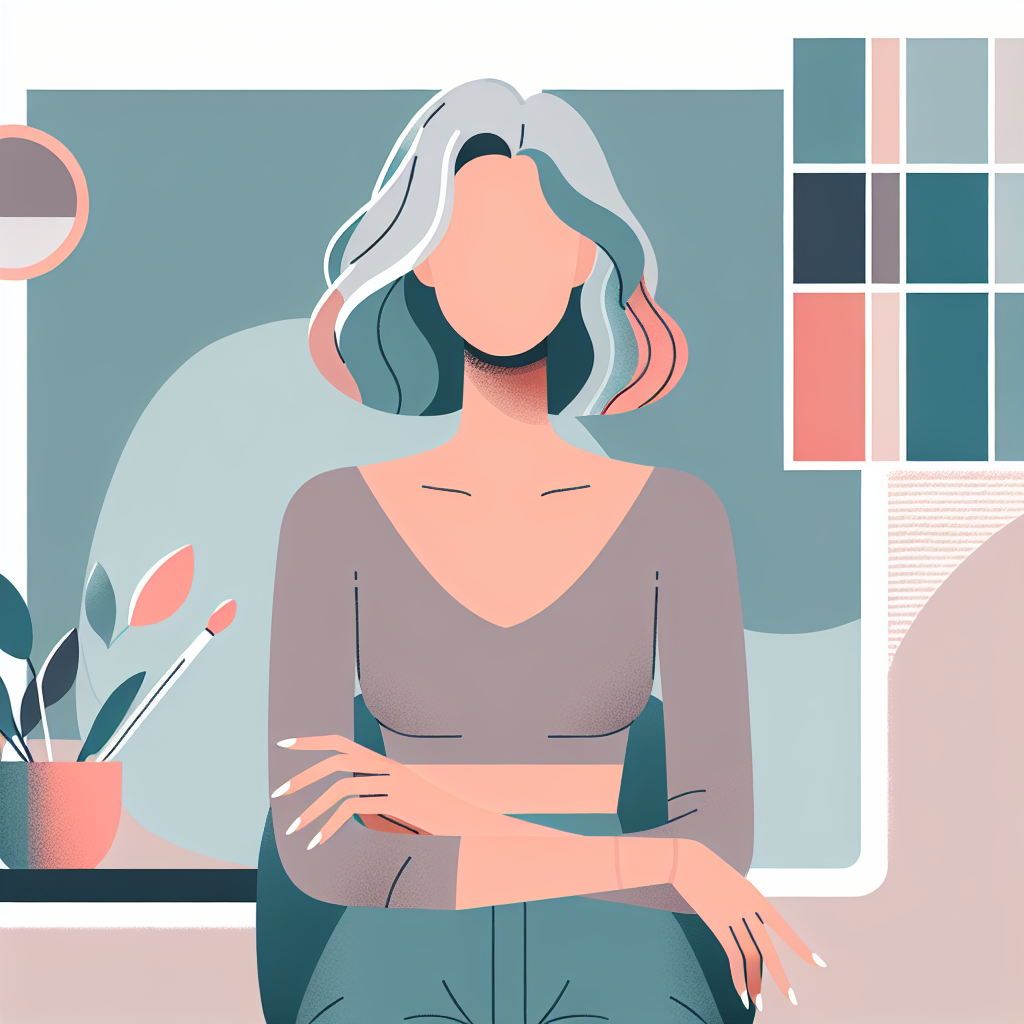 tekening van een vrouw die haar grijze haren gaat wegwerken